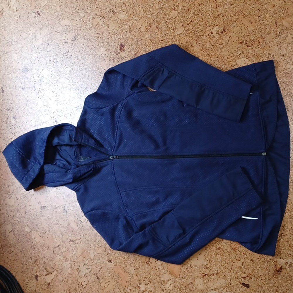Prana Women's Activewear Navy Full Zip Reflective Hoodie Jacket Size M
